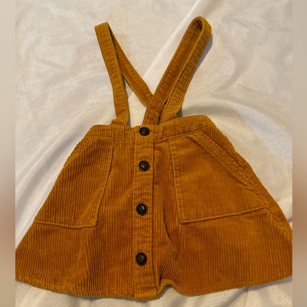 Adorable Toddler Art Class Corduroy 2T skirt with Suspenders. Burnt orange